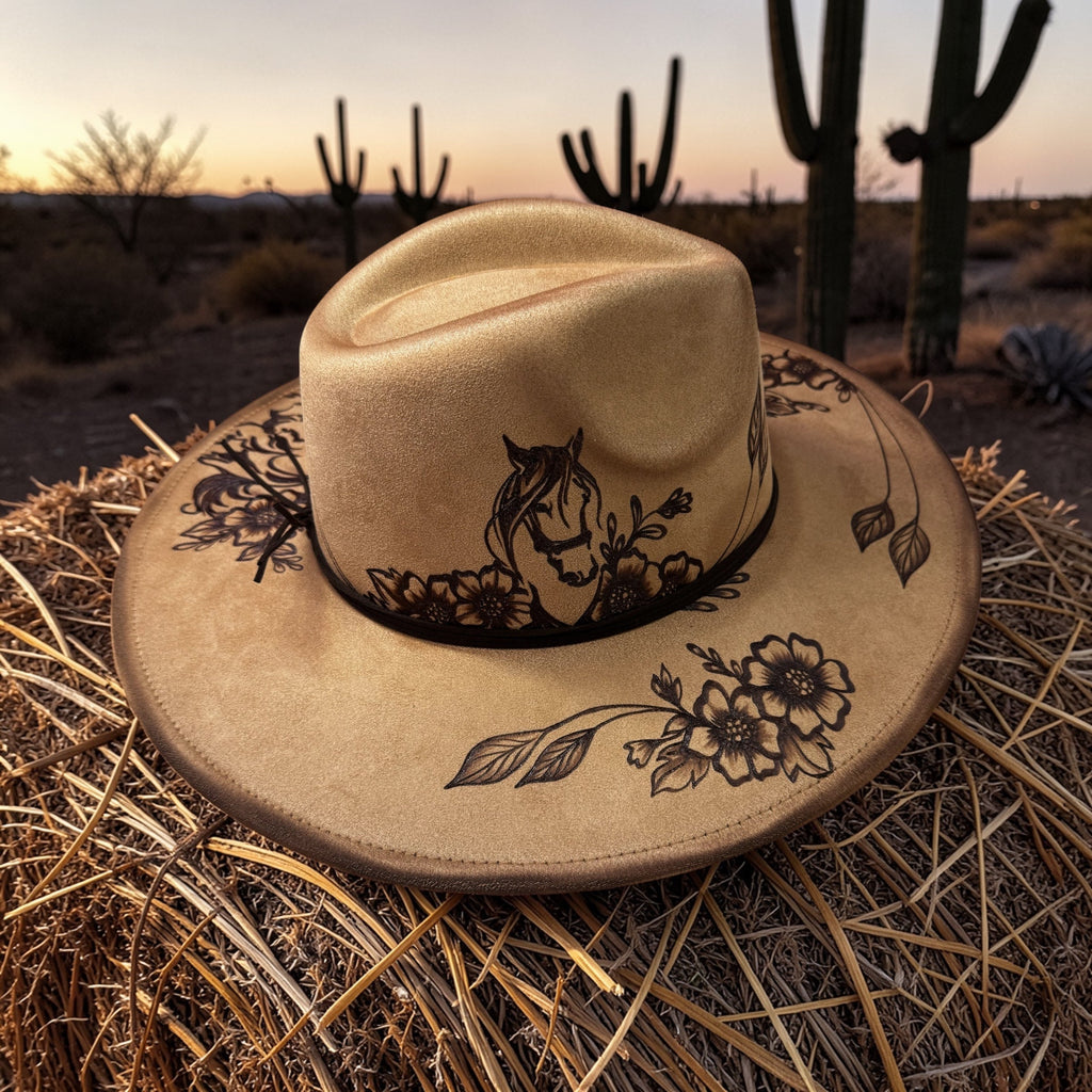 Wild Wrangler - Burned Wide Brim Fedora
